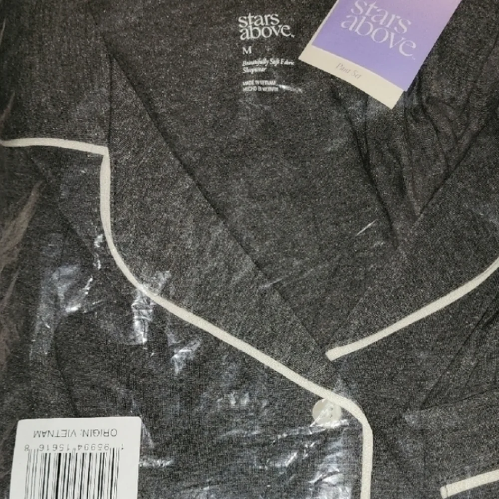 Stars Above Gray Pajama Set with White Trim